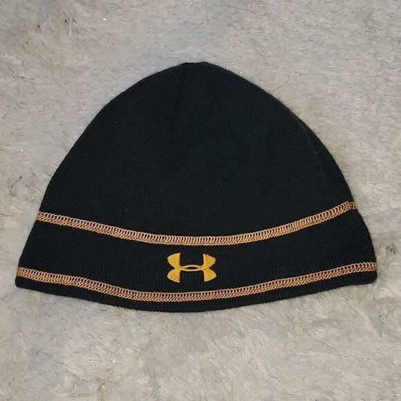 UNDER ARMOUR MEN'S BLACK AND YELLOW WINTER HAT - Picture 1 of 6